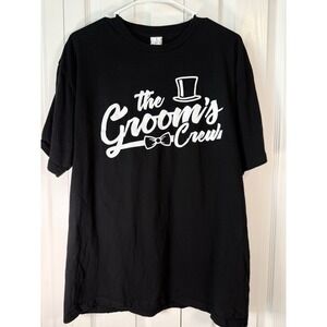 The Groom's Crew T-Shirt Black Wedding Bachelor Party Graphic Tee Men's‎ Size L